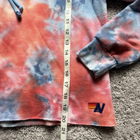 Aviator Nation Sweater Womens Size Small Hooded Pullover Tie Dye Red Blue - Picture 5 of 8